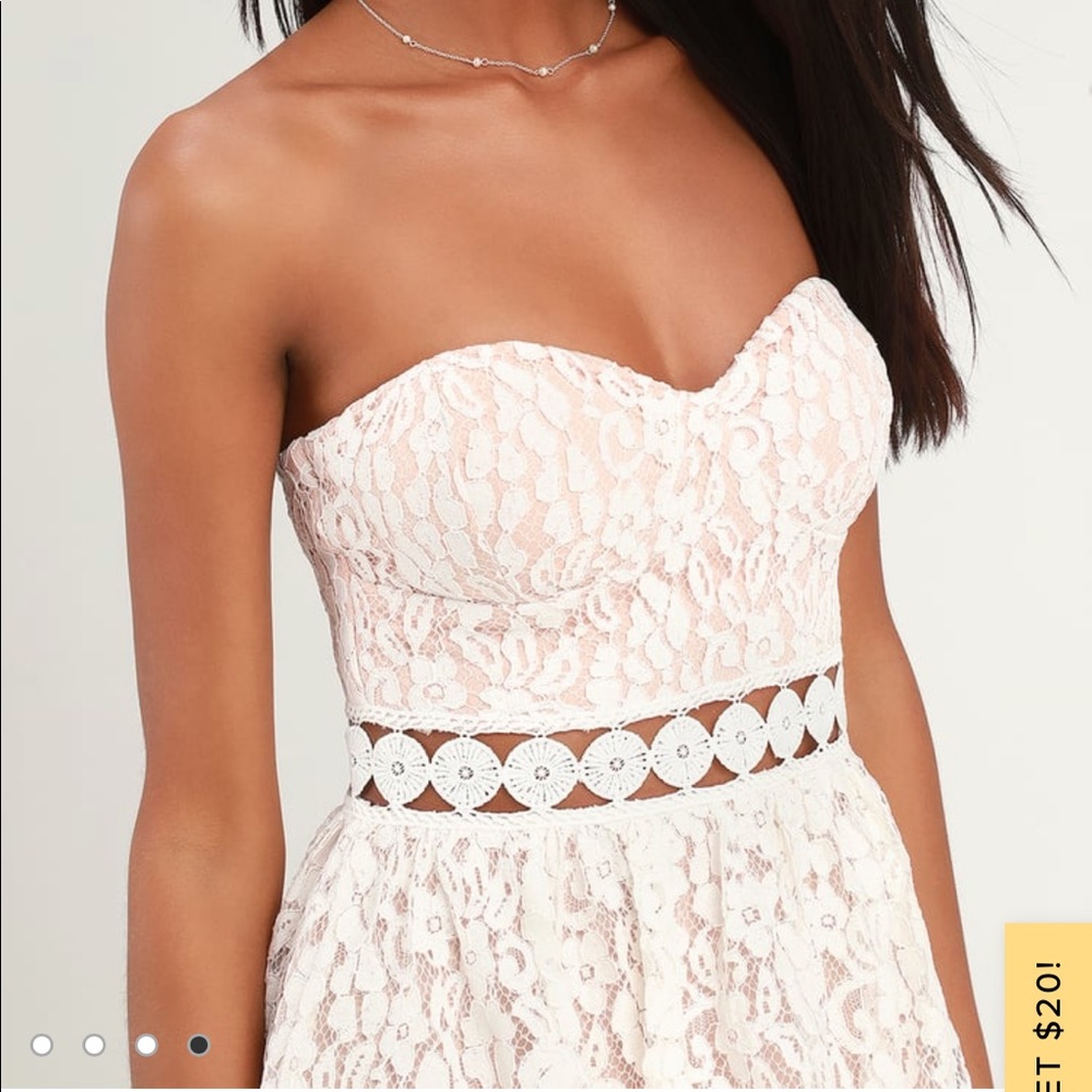 Lulu’s White Lace Strapless Midi Dress - Picture 4 of 8